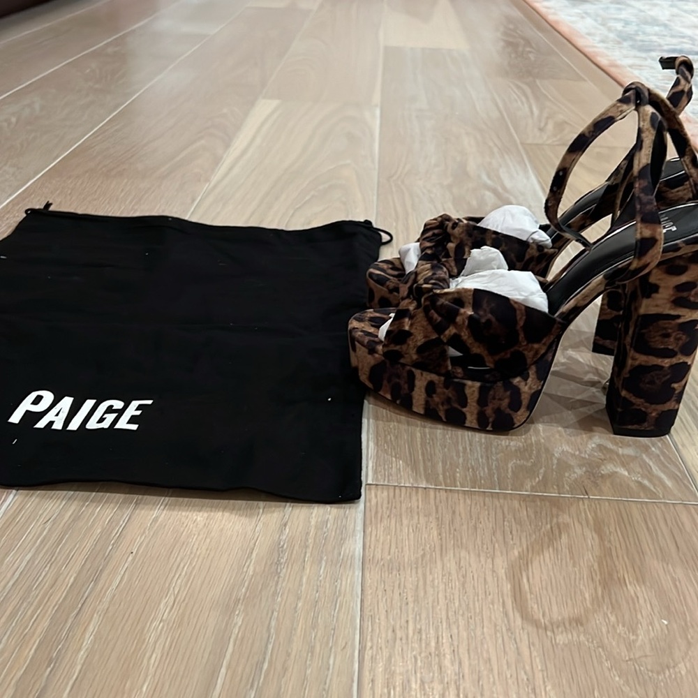 Paige brand beige leopard high heels. Size 7.